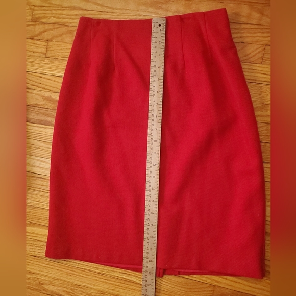 JG Hook Wool Red Pencil Skirt Lined 2 Petite - Picture 4 of 11